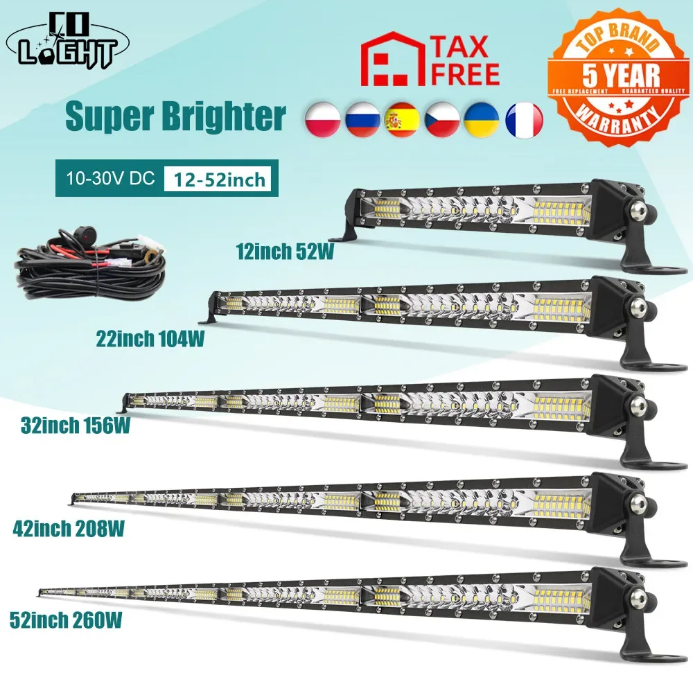 Barre LED tout-terrain noire, rangée simple