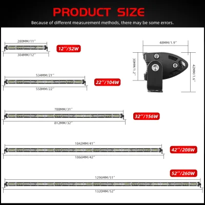 Barre LED tout-terrain noire, rangée simple – image 2
