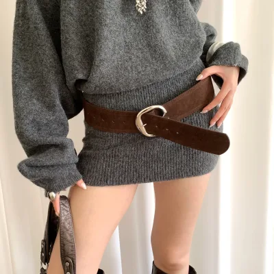 Ceinture large marron pour femme – image 2