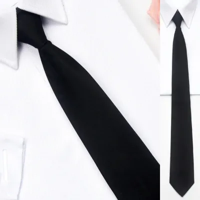 Cravate noire à clipser unie en polyester