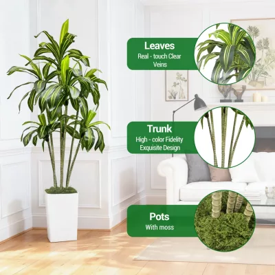 Dracaena artificiel vert en plastique – image 3