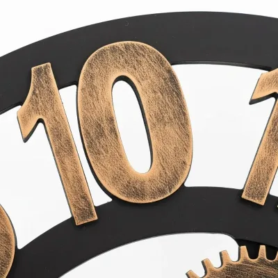 Horloge murale en métal dorée et noire 58 cm – image 3