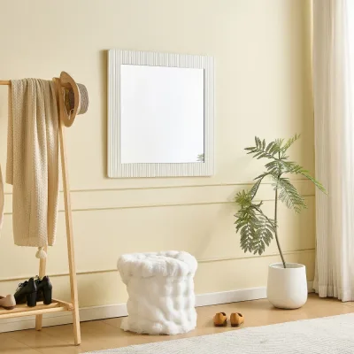 Miroir mural carré 80 × 80 cm, cadre blanc