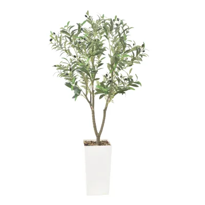 Olivier artificiel de 150 cm en pot blanc