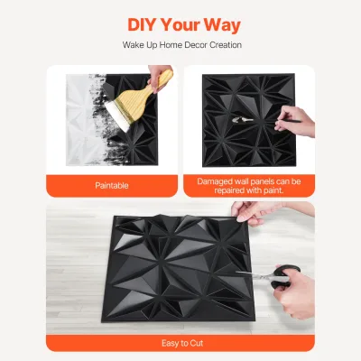 Panneaux muraux 3D en PVC motif losanges – image 3