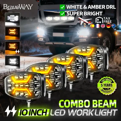 Phare de travail LED ovale, blanc et ambre