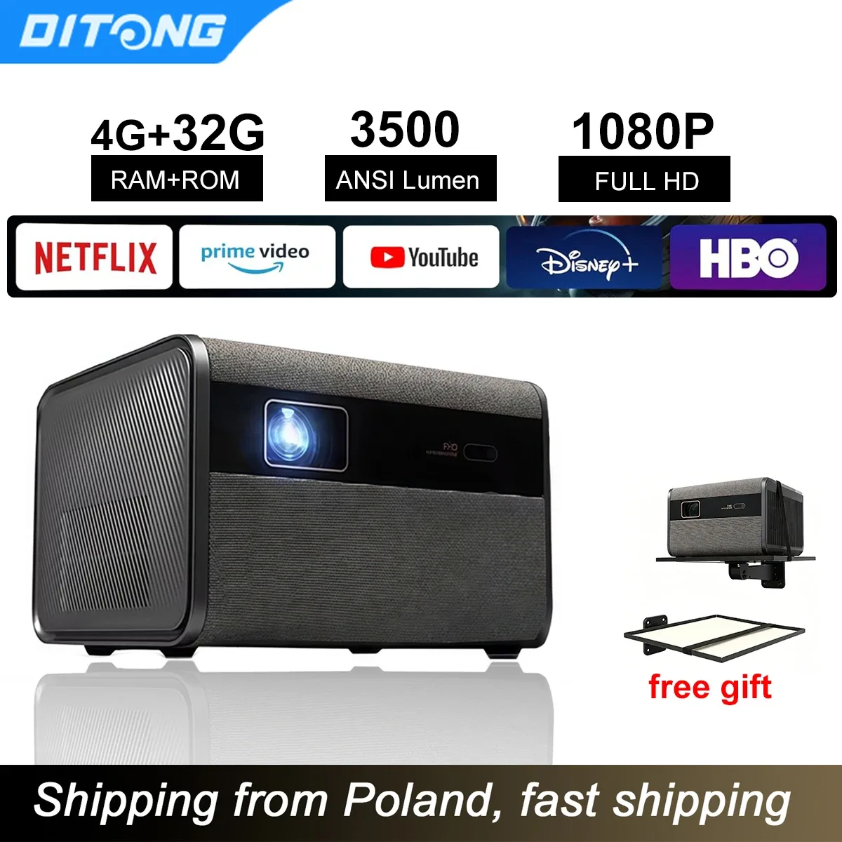 Projecteur J10 1080P autofocus