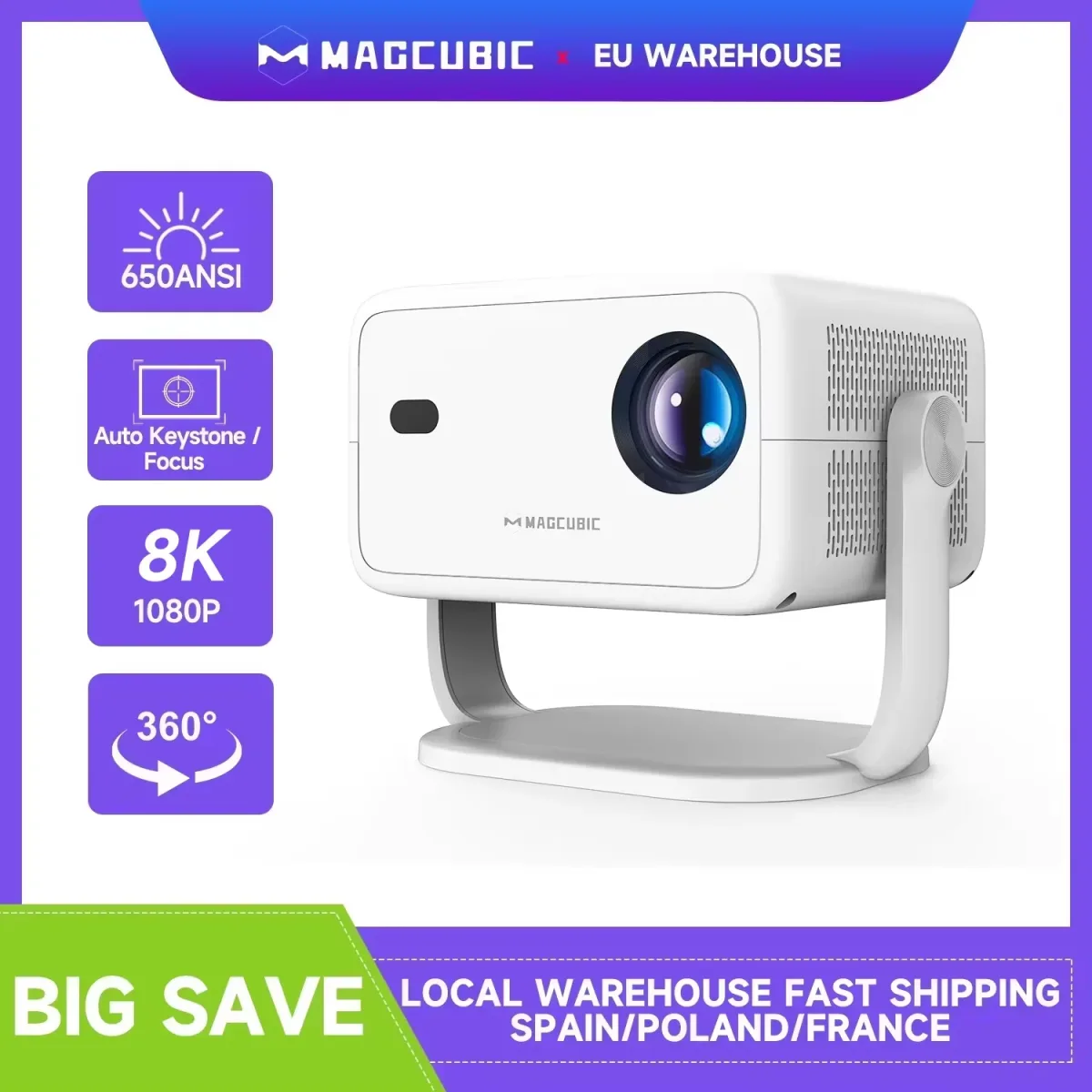 Vidéoprojecteur portable 1080P Android, Wifi